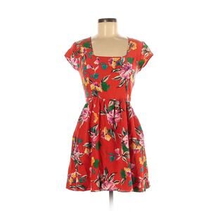 Yumi Kim Floral Tammy Silk Dress - M - Orange